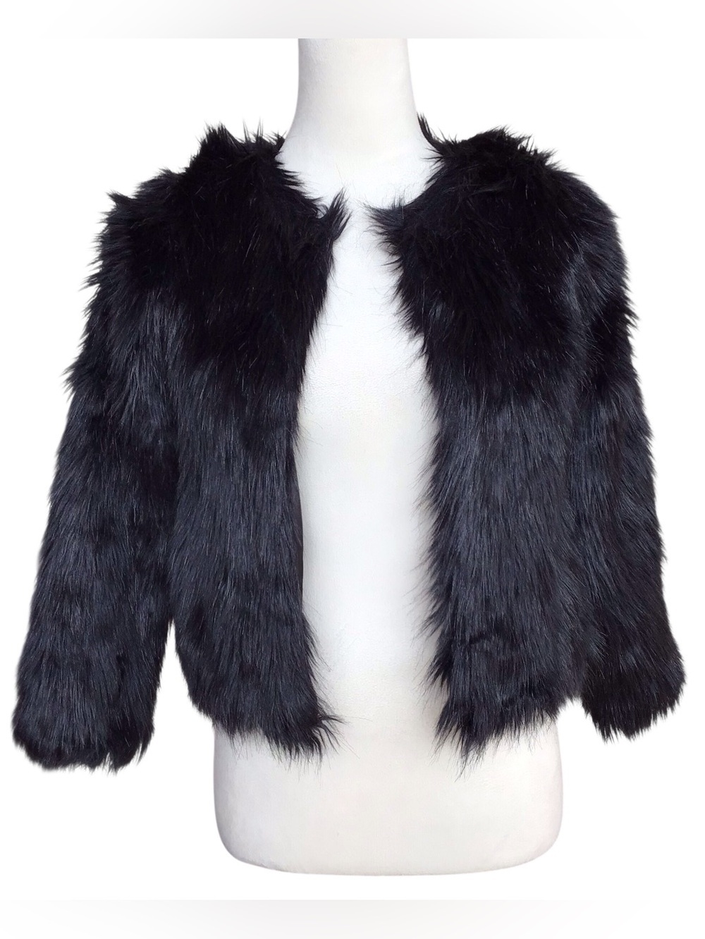 H&M Chic Black Faux Fur Jacket NEW